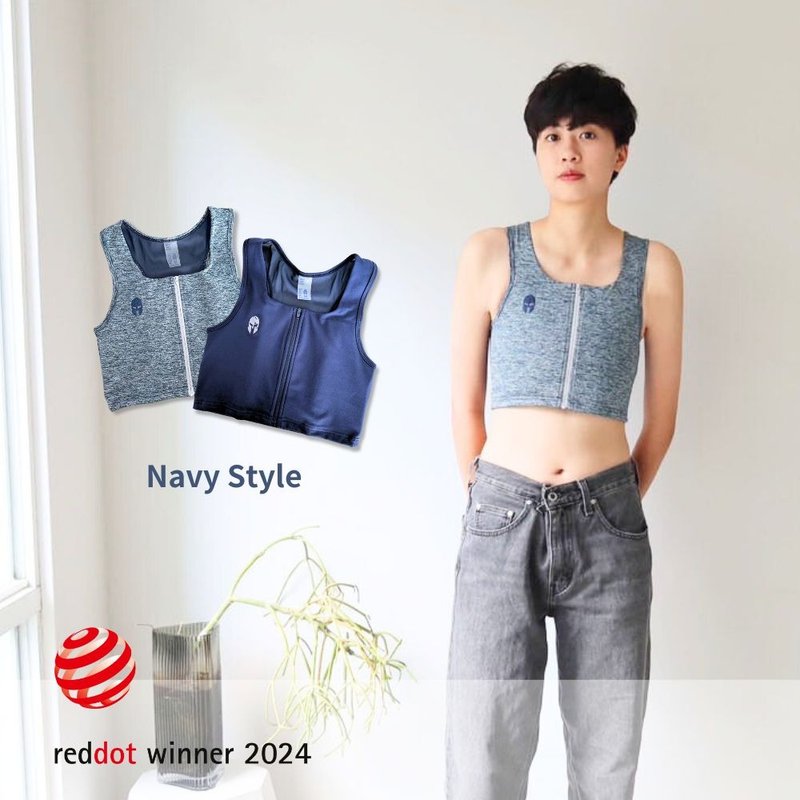 Navy Style 紅點設計獎-空氣流親膚透氣束胸-拉鍊-海軍風限量組 - 女內衣褲 - 其他材質 藍色