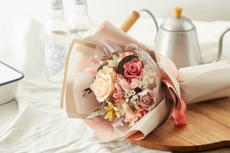 永生花 永生玫瑰 乾燥花 花束 開幕 畢業禮物 交換禮物 情人禮物 - 乾燥花/永生花 - 植物．花 粉紅色