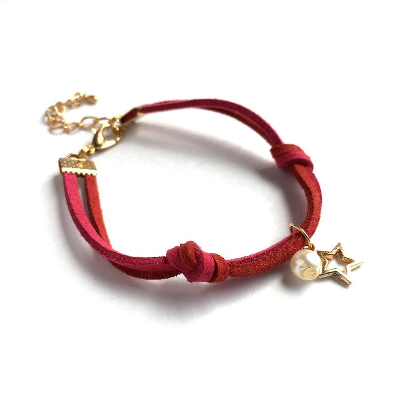 Handmade Simple Stylish Star Bracelets Rose Gold Series–berry red  - Bracelets - Other Materials Red