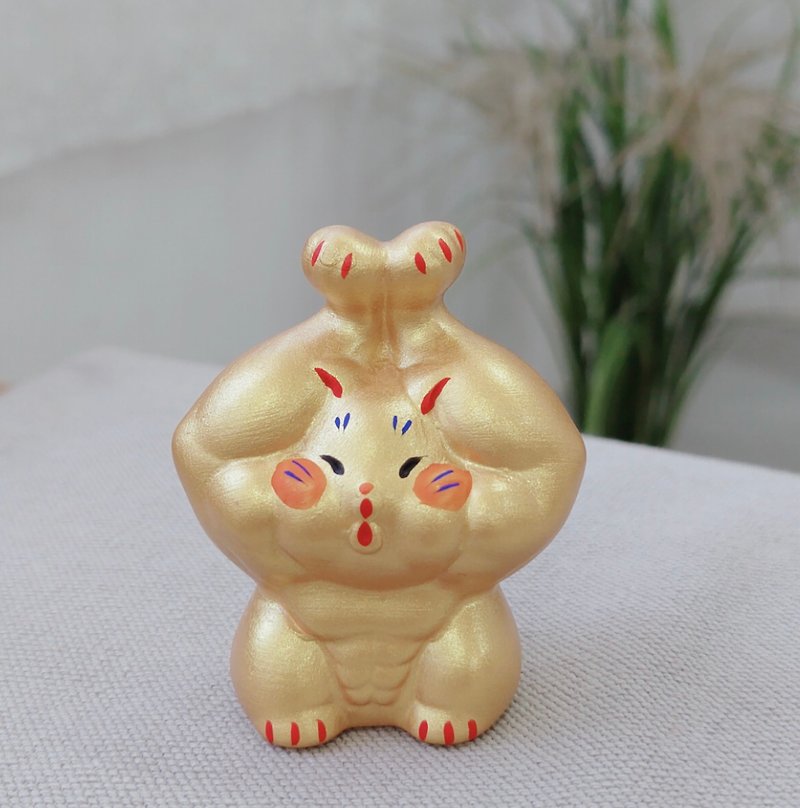Authorized by Japan [RYUKODO] - Muscle Good Luck Lucky Cat | Graduation Gift | Mother's Day - ของวางตกแต่ง - ดินเผา 