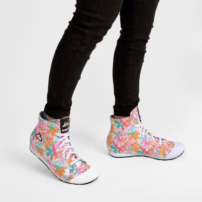 MIT [color-playing high-top casual shoes-women's pink] casual shoes are comfortable and colorful to wear with high-tops - Women's Casual Shoes - Cotton & Hemp Pink