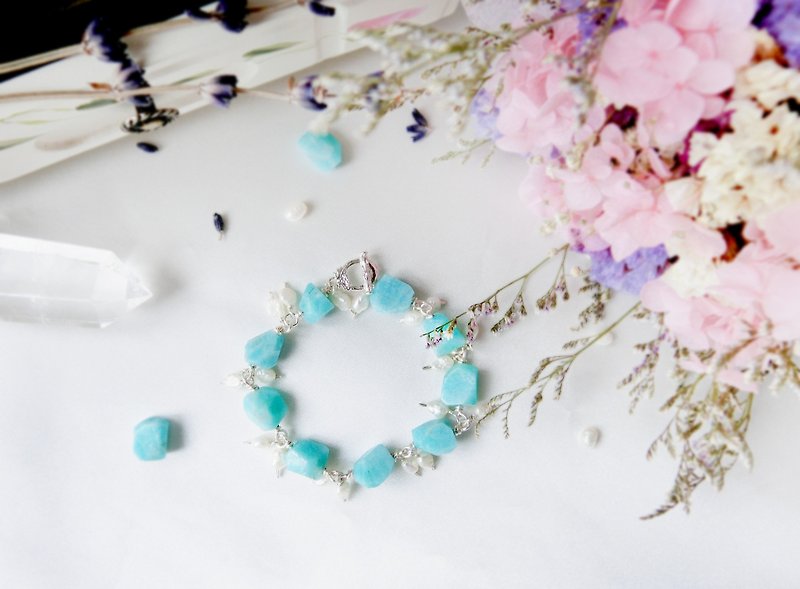 [Fine clouds] Tianhe stone pearl bracelet - Bracelets - Stone Blue