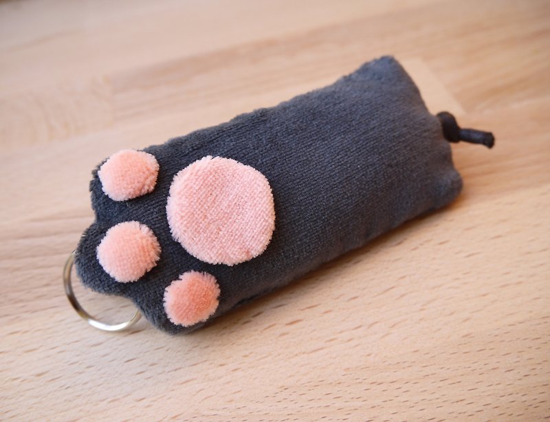 Blue cat hand key case hand-stitched soft touch - ที่ห้อยกุญแจ - ผ้าฝ้าย/ผ้าลินิน 