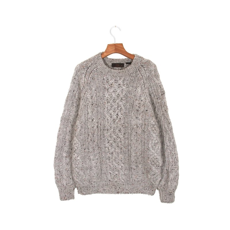 Ancient】 【egg plant stone Nordic rough knit twist with a vintage sweater - สเวตเตอร์ผู้หญิง - ขนแกะ สีเทา