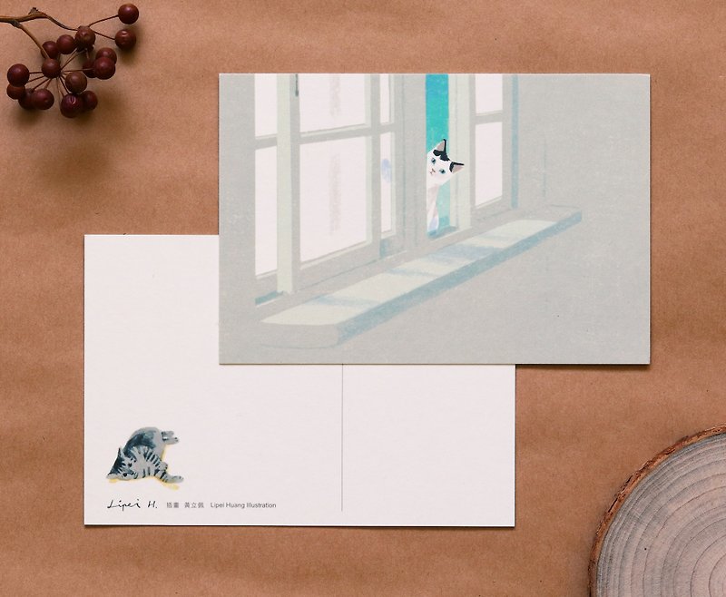 Miimi kitten peeking postcard - การ์ด/โปสการ์ด - กระดาษ 