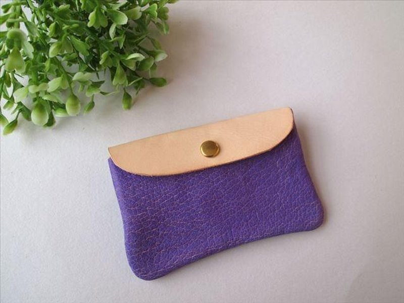 Pig leather soft card case [hand-dyed leather pass case] 1680011 - ที่เก็บนามบัตร - หนังแท้ สีน้ำเงิน