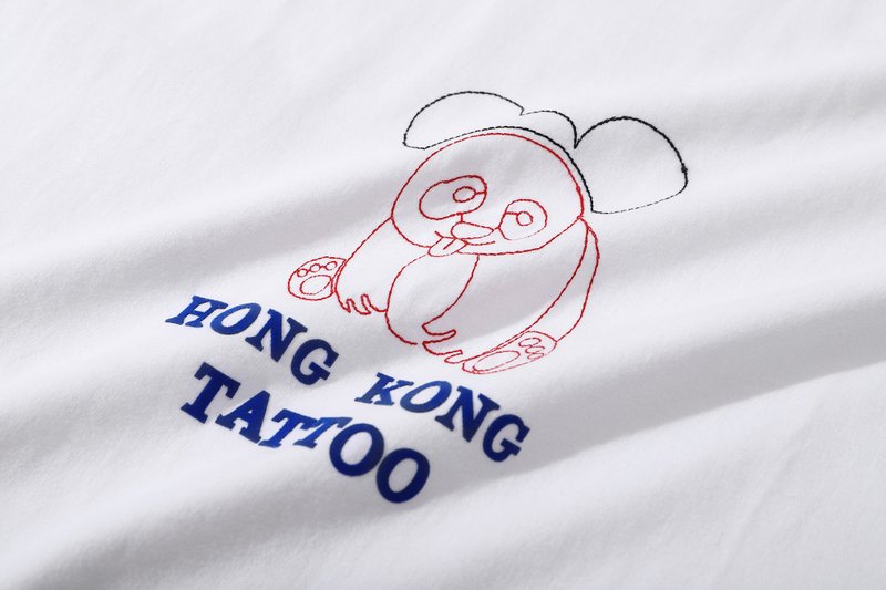 Incense Harbour Hong Kong Tatto 刺繡棉質 T-shirt  - 米奇熊貓 - 帽T/大學T - 棉．麻 白色