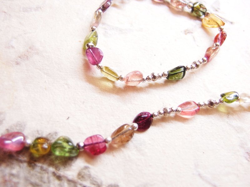 Jingjing Workshop*Love2hm [Sugar Ring] Natural Candy Tourmaline*925 Sterling Silver Bracelet - สร้อยข้อมือ - เครื่องเพชรพลอย หลากหลายสี