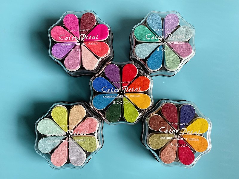 Junesix Colorful Petal Ink Pad Set 5 Choices of Color Ink Pads - ตราปั๊ม/สแตมป์/หมึก - สี 