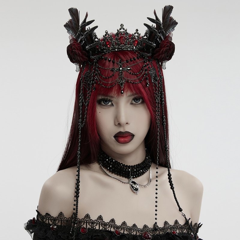 Gothic Demon Apparition Coronation Ceremony Crown-Red/Black/Halloween - Headbands - Other Materials Black