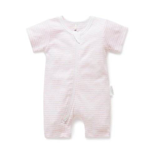 Purebaby有機棉 澳洲Purebaby有機棉嬰兒連身衣/新生兒 包屁衣 0~6M 粉紅條紋