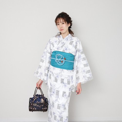 日本和服梭織女性浴衣腰封2件組F Size x10-32 yukata - 設計館 