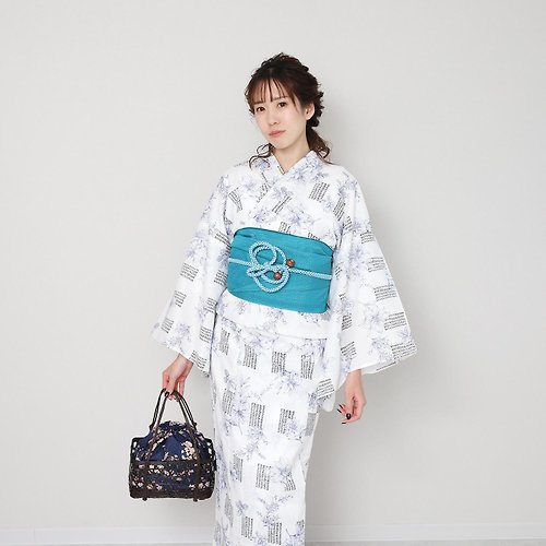 fuukakimono 日本 和服 梭織 女性 浴衣 腰封 2件組 F Size x10-32 yukata
