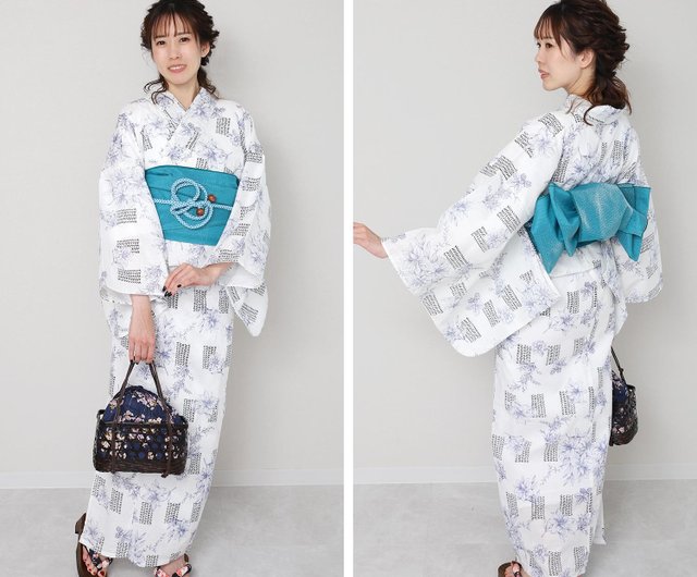 日本和服梭織女性浴衣腰封2件組F Size x10-32 yukata - 設計館