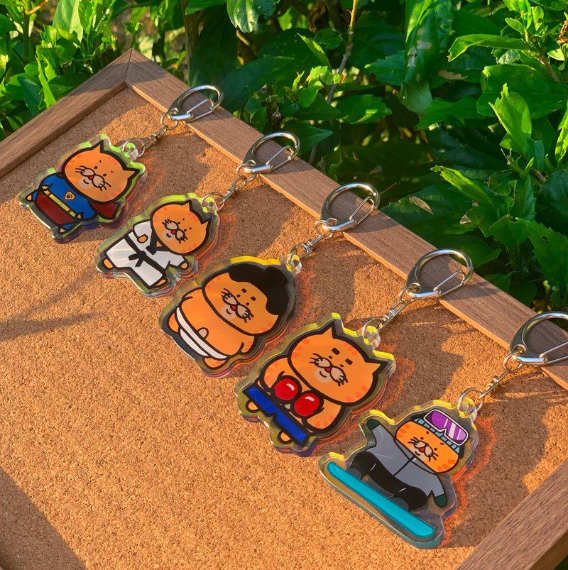 PON PON Energy Little Hero Acrylic Keychain (Single-sided Rainbow Laser Model) - Charms - Other Materials Orange