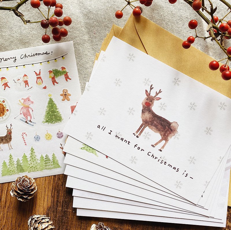 BONBON HUAHUA Christmas Postcard Set (with Envelopes & Stickers) - Cards & Postcards - Paper 
