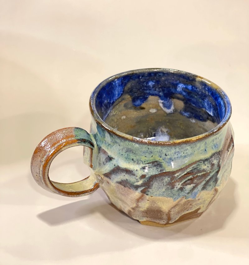 Natural forest stream feel cut mug - Mugs - Pottery Multicolor