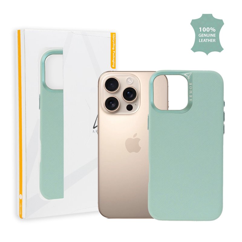 ARMOR Leather Case with MagSafe for iPhone 16 series, Uranus Green - Phone Cases - Genuine Leather 