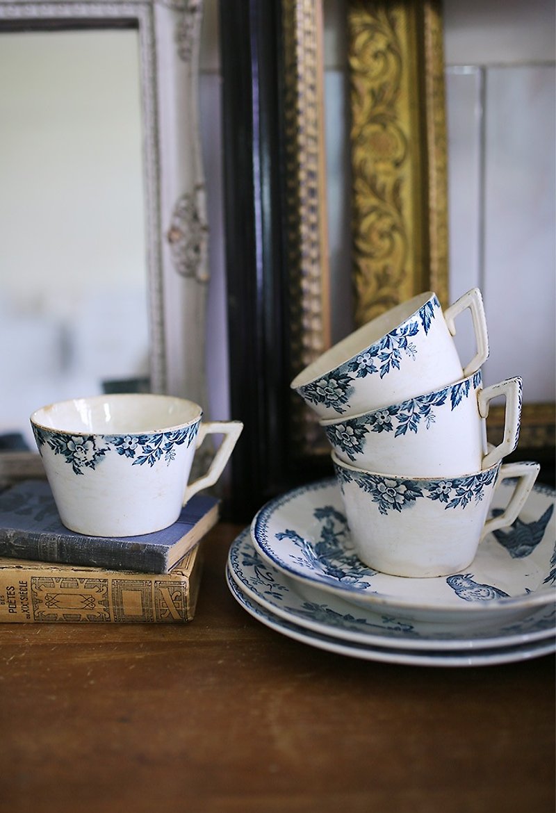 法國 百年古董 陶瓷 花卉杯 / 單個 / 咖啡杯 茶杯 - 咖啡杯 - 陶 白色