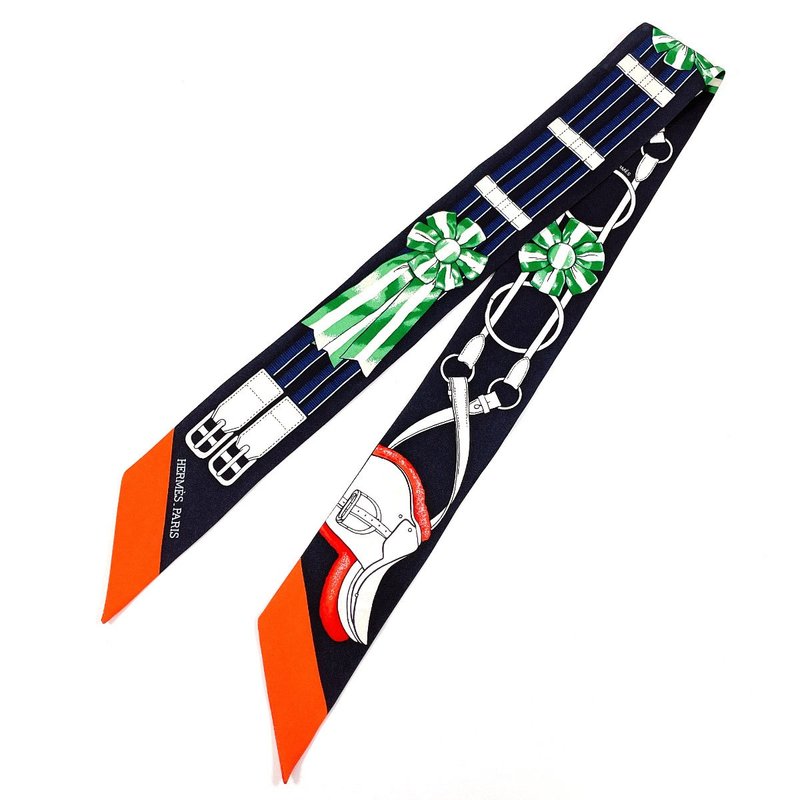 【日本直送 中古美品】エルメス HERMES ツイリー スカーフ Jumping シルク100% ブラック - 絲巾 - 絲．絹 黑色