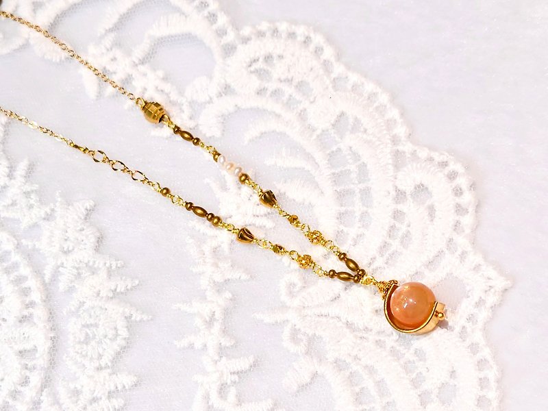 Airplane Ears/Original Necklace/[Lagom-Easy]/Top Orange Moonlight/Freshwater Pearl - Necklaces - Semi-Precious Stones 