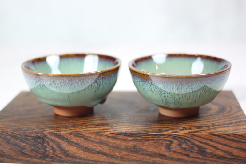 【聖誕禮盒】芳草 天目釉 圓滿對杯 鶯歌陶藝名家葉敏祥作品 - 茶壺/茶杯/茶具 - 瓷 