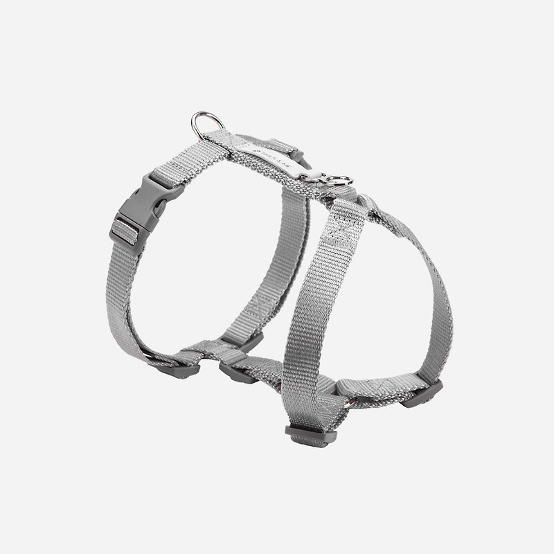 [Tail and Me] Classic nylon strap and chest strap silver gray - Collars & Leashes - Nylon 