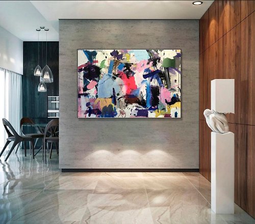 TrendGallery Contemporary Abstract Purple Painting On Canvas Colorful Modern Wall Artwork