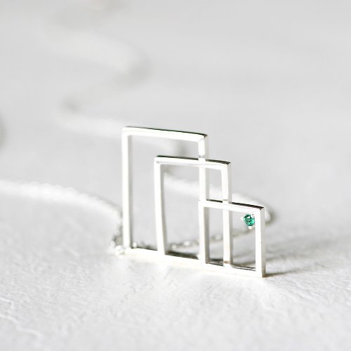 cloud-jewelry Emerald Square ロング ネックレス silver925