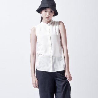 女肩线错位衬衫 shoulder detail sleeveless blouse