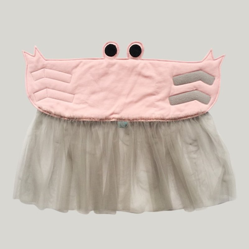 CLARECHEN anti-cool belly circumference _ crab (S) 0-3 years old _baby pink_ gray yarn _ limited color - ผ้ากันเปื้อน - ผ้าฝ้าย/ผ้าลินิน สึชมพู
