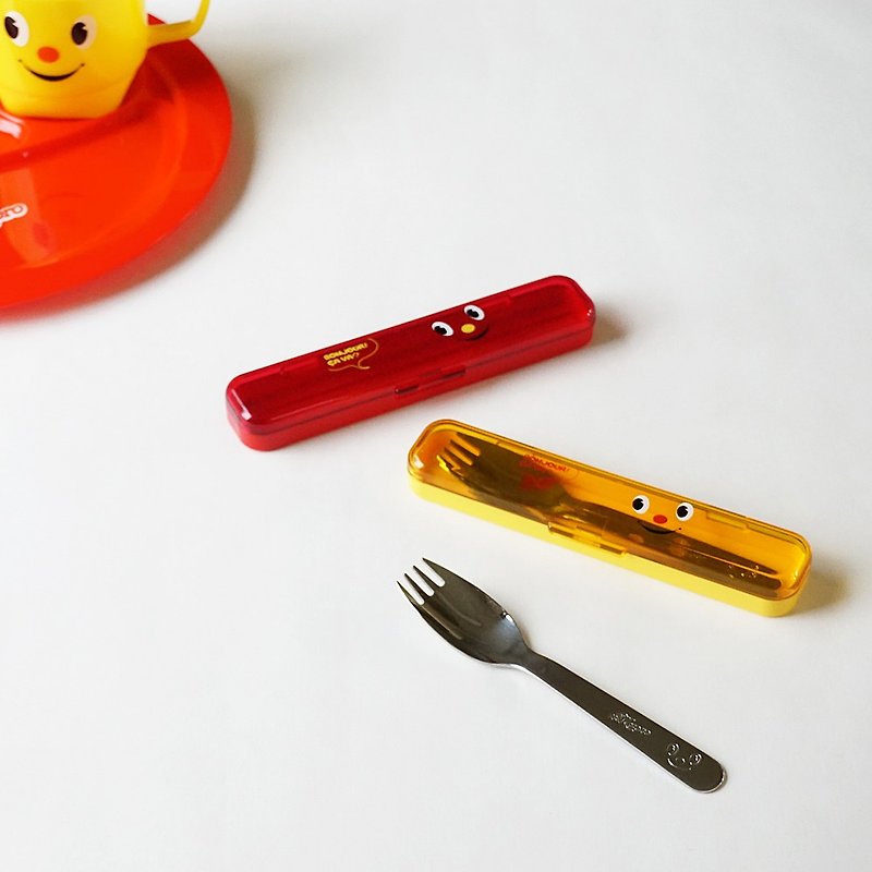 Stainless Steel Cutlery & Flatware Red - NIKYORO SPORK CASE SET SPOON FORK CUTLERY CHILD CHILDREN STAINLESS CUTE JAPAN
