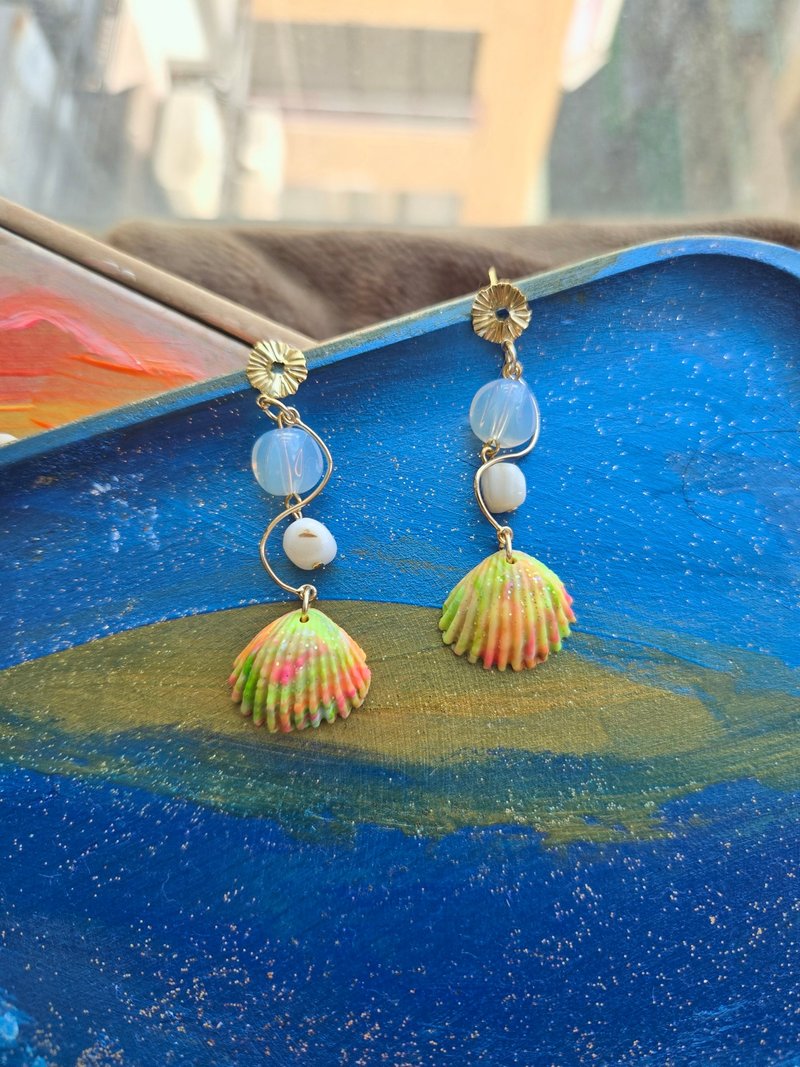 Seashell melody - ต่างหู - ดินเผา 