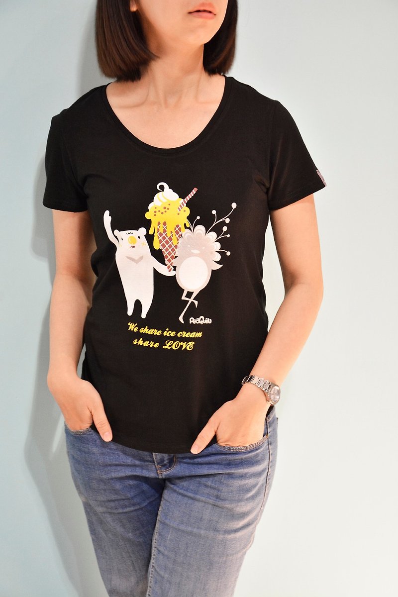 皮寬PeaQuin-聖代分享T-Shirt - 女 T 恤 - 聚酯纖維 黑色