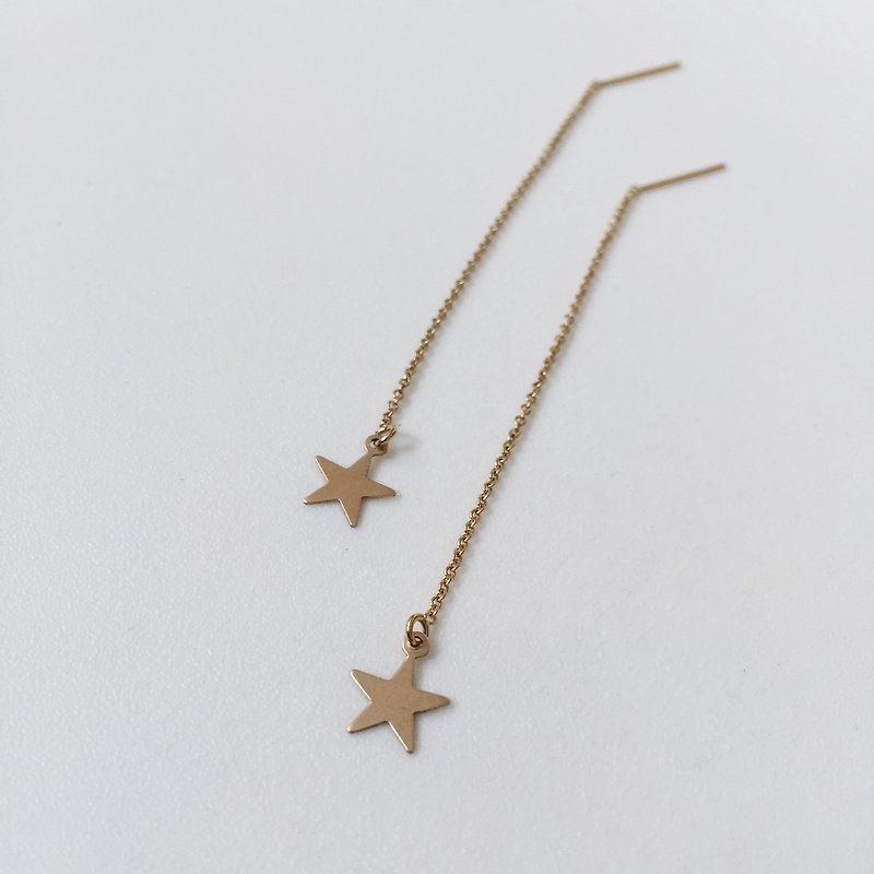 星。包金鏈式耳環 - 耳環/耳夾 - 其他金屬 金色