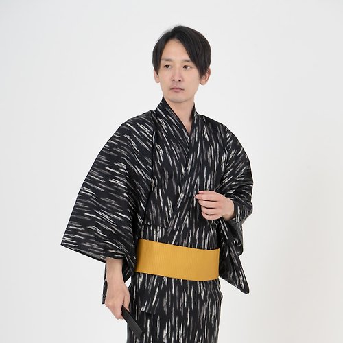 fuukakimono 日本 和服 男士 綿 浴衣 腰封 2 件 套組 M L LL 3L z33-01