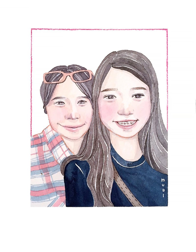 Double commemorative illustration (without hand movements) - Customized Portraits - Paper 