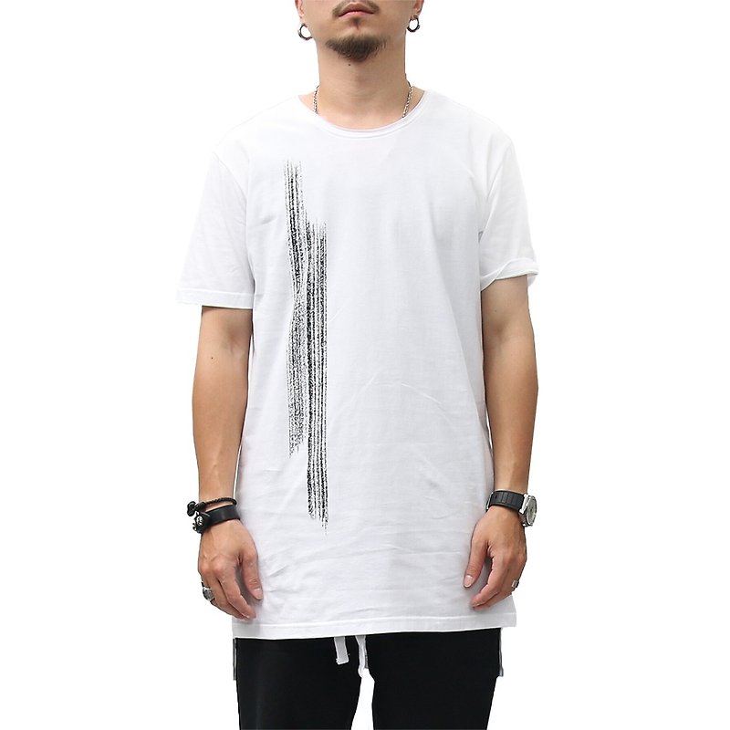 [ionism] side brush short T white - Men's T-Shirts & Tops - Cotton & Hemp White