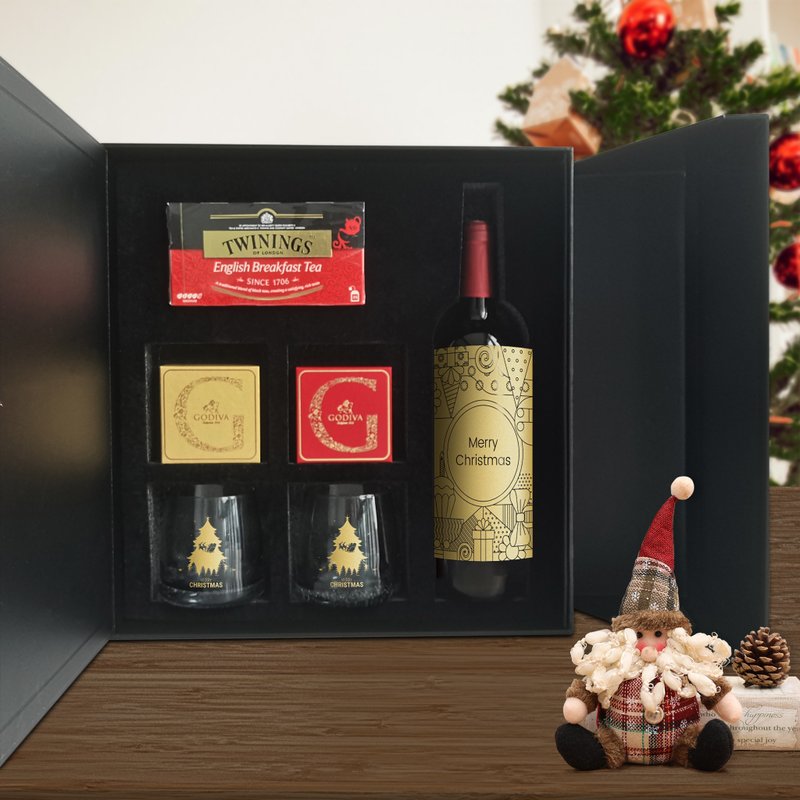 Christmas gift box | Christmas gift set, red wine gift for customers, boss, friend thank you gift - แอลกอฮอล์ - แก้ว 