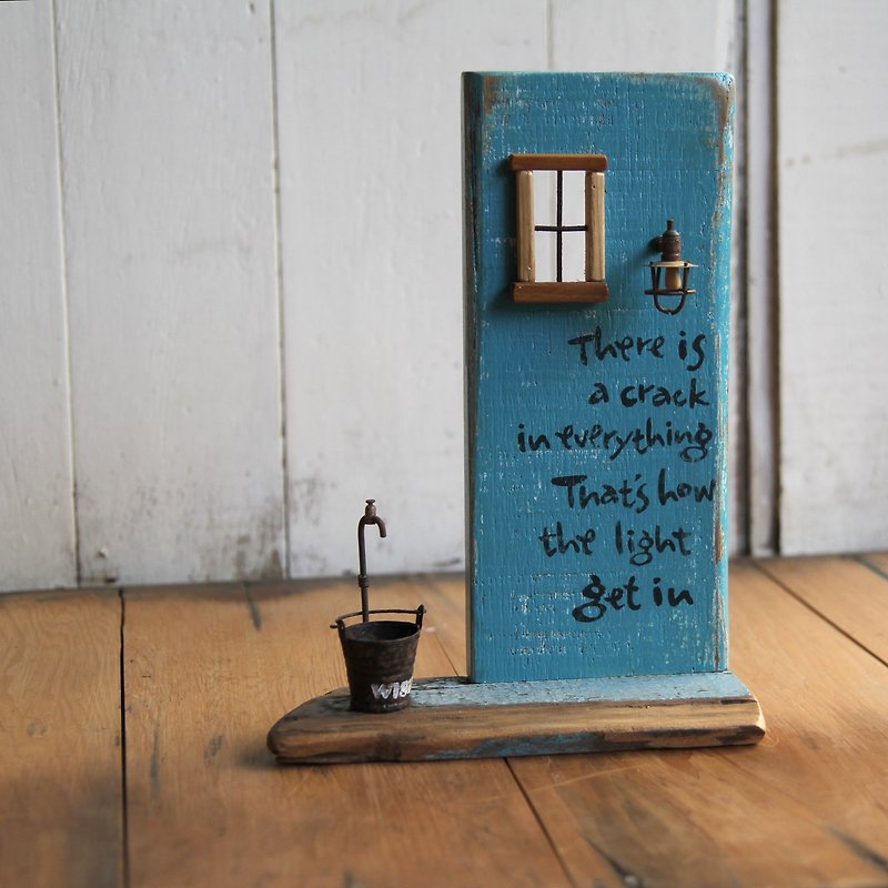 Micro Pocket Scene Table Valentine's Day Birthday Decoration / Old Wooden Wind V-1 - ของวางตกแต่ง - ไม้ สีน้ำเงิน