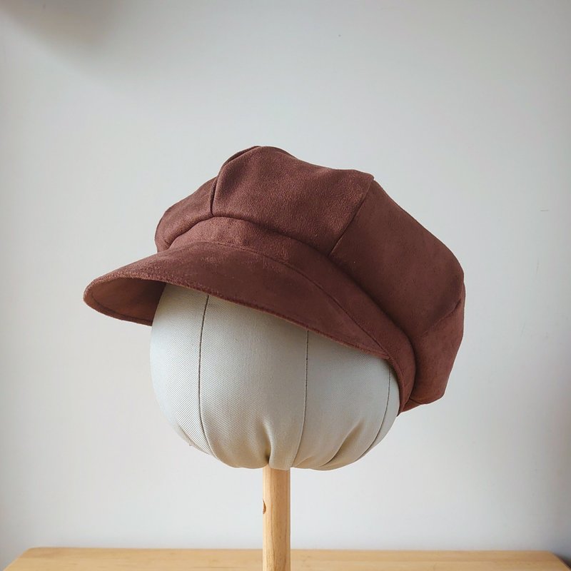 糸文 麂皮報童帽-巧克力 頭圍60cm - 帽子 - 其他人造纖維 咖啡色