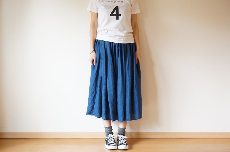 French linen gather skirt Ladies size - スカート - コットン・麻 