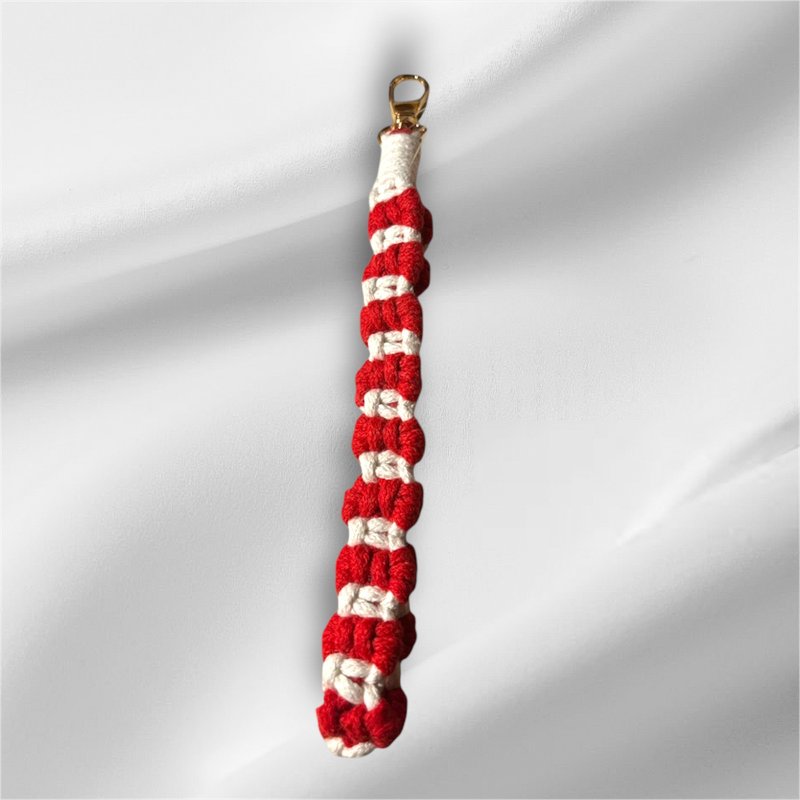 Mobile phone lanyard wrist rope/Handmade knitting/Bowknot wrist rope/Mobile phone accessories/Gifts - Phone Accessories - Other Materials Red