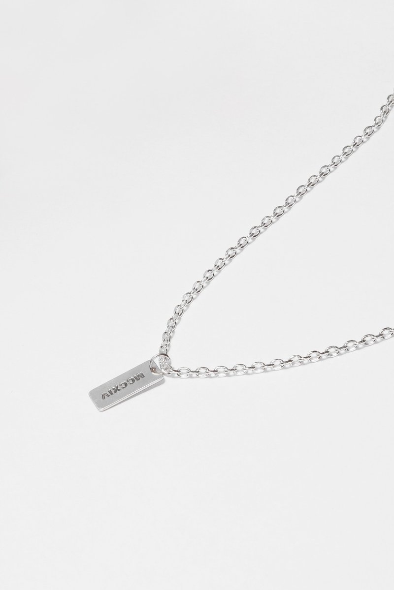 Name Tag Necklace 字母大片片項鍊 七夕 情人節 聖誕 交換禮物 - 項鍊 - 純銀 銀色