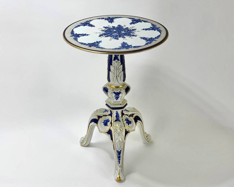 Vintage Coffee Table | Porcelain Table Marked PMP 1817 Handpainted | - Other Furniture - Porcelain Blue