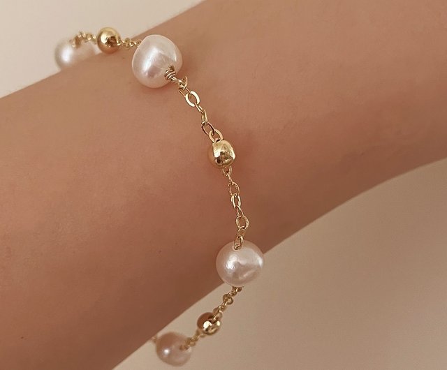 Georgia Gold Beaded Bracelet With Freshwater Pearls