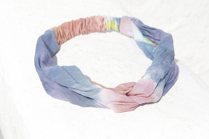Christmas gifts Christmas market exchange gifts limited a handmade hair band / French hair band / double knot hair band / elastic hair band / handmade cotton hair band / gradient hair band - pink purple gradient rainbow - Hair Accessories - Cotton & Hemp Multicolor