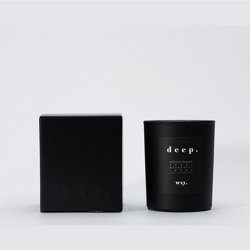 【福利展示品】英國 wxy 經典黑蠟燭-deep.安眠花 & 雪松 - 香氛蠟燭/燭台 - 玻璃 黑色