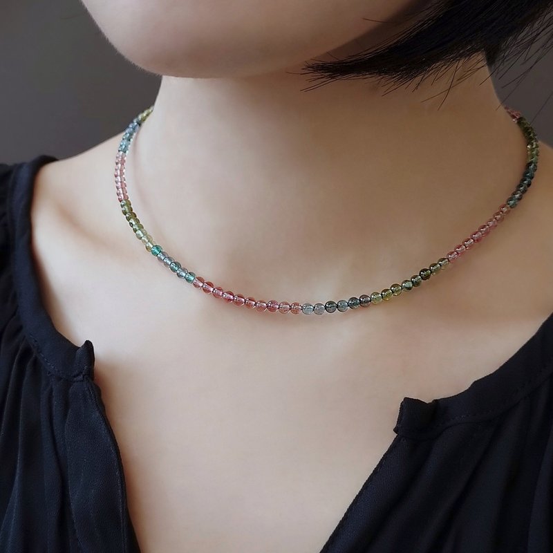 限量現貨 - 天然多彩 碧璽珠串 14Kgf 包金項鍊 聚緣納富智慧之石 - 項鍊 - 半寶石 多色