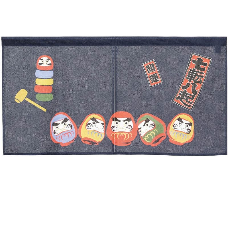 日本製コスモ短門簾達摩七福神-幸運藍 - 門簾/門牌 - 其他人造纖維 